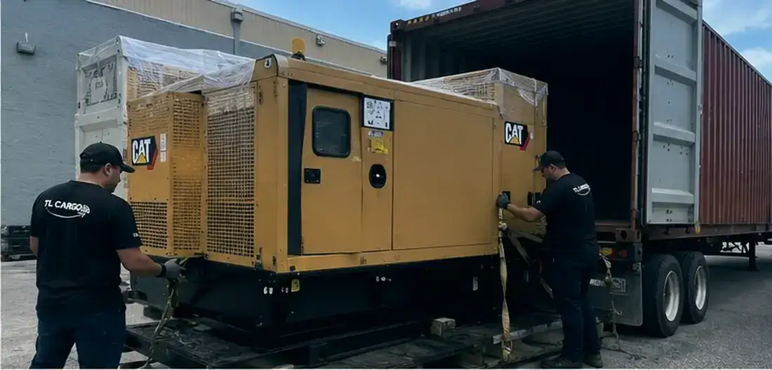 Generador industrial asegurado en contenedor